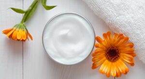 Skin Care cream with flowers