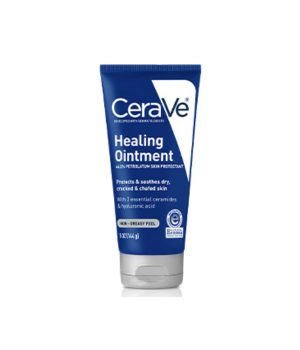 Blue squeezable container that holds CeraVe Healing Ointment