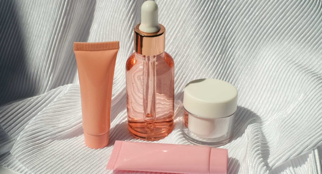 Pink skincare products