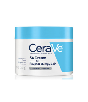 White round container that holds CeraVe SA Cream for Rough & Bumpy Skin